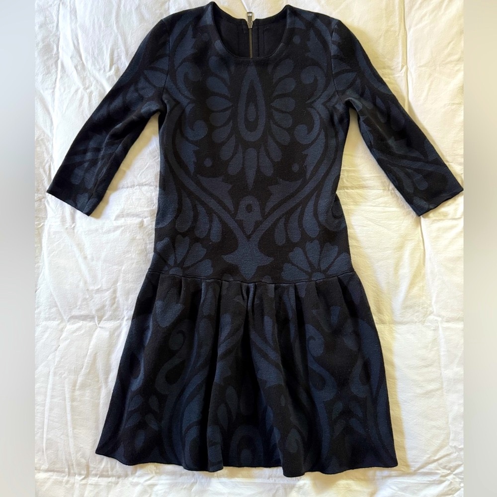 Burberry Black/Navy Silk/Cashmere Dress
